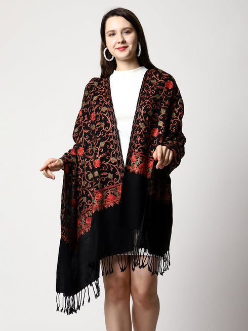 Women's Aari Embroidery Wool Stole